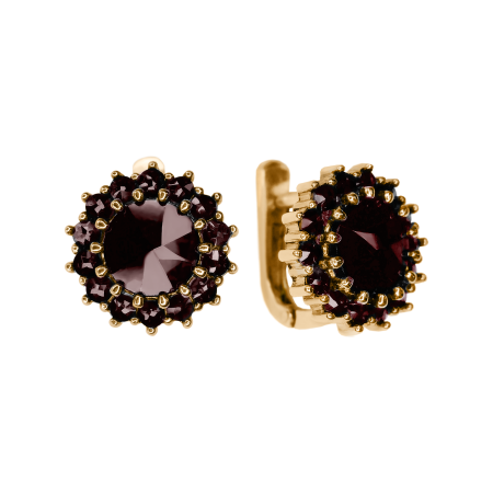 Серьги из красного золота с натуральным гранатом