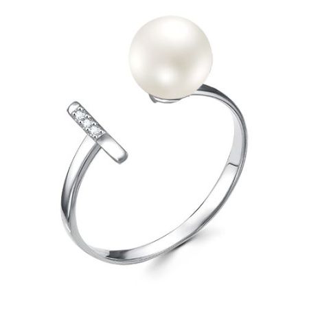 Кольцо из серебра с жемчугом и фианитами