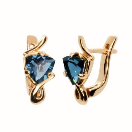 Серьги из красного золота с лондон топазом