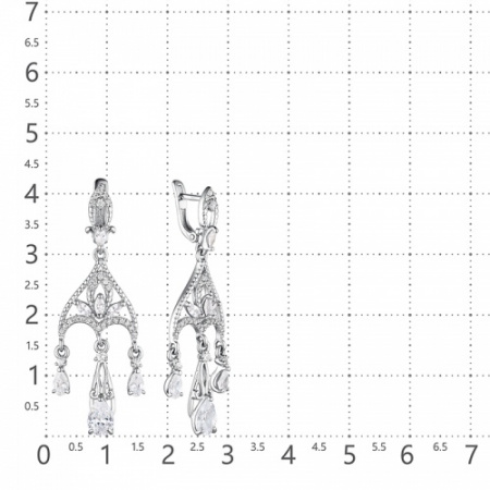 Серьги "Русские царевны" из серебра с фианитами