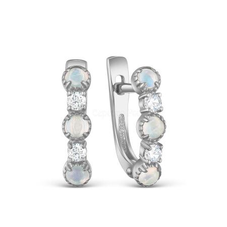 Серьги из серебра с кварцем и фианитами