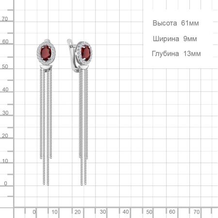 Серьги из серебра с гранатами и фианитами
