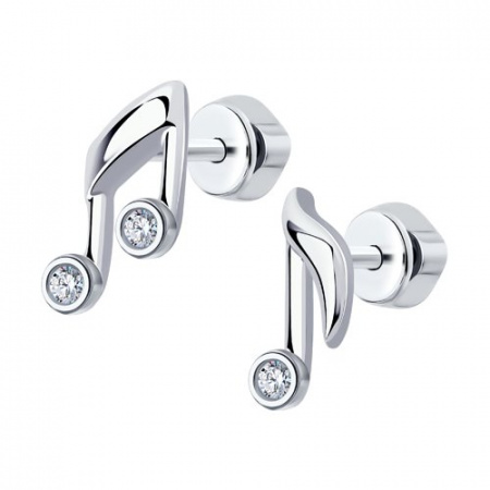 Серьги-пусеты из серебра с фианитами (SOKOLOV)