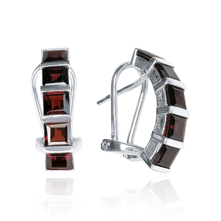 Серьги из серебра с натуральным гранатом