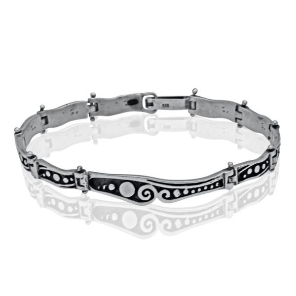 Браслет в этническом стиле из чернёного серебра