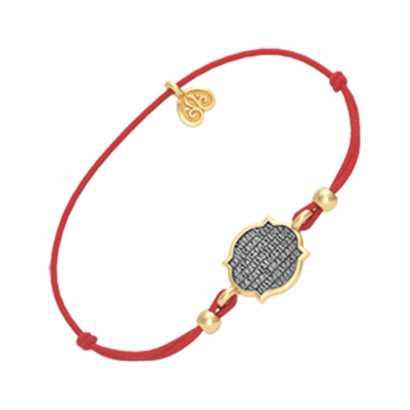 Браслет ОТЧЕ НАШ из золоченого серебра с красной шелковой нитью