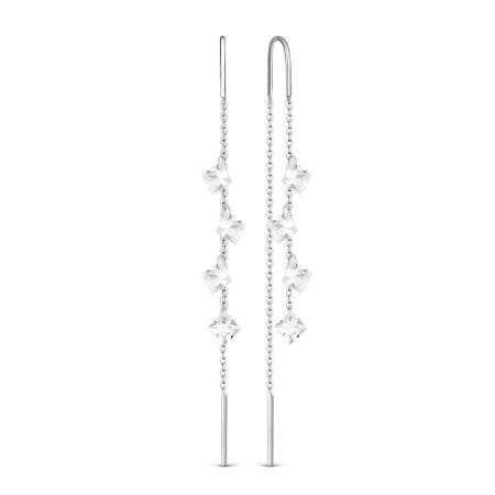 Серьги протяжки из серебра с фианитами