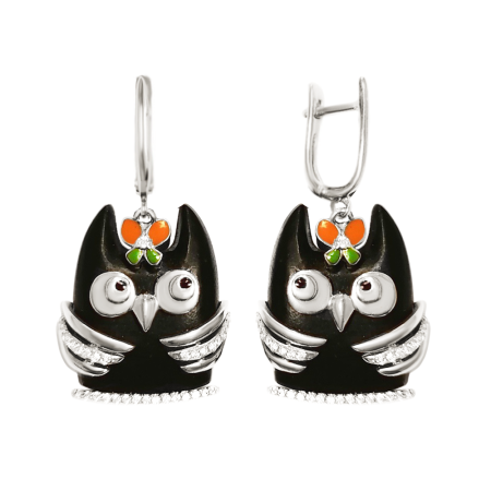 Серьги из белого золота Совушки