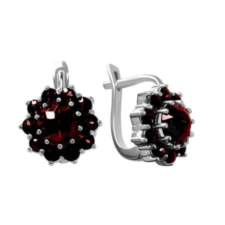Серьги из серебра с натуральным гранатом