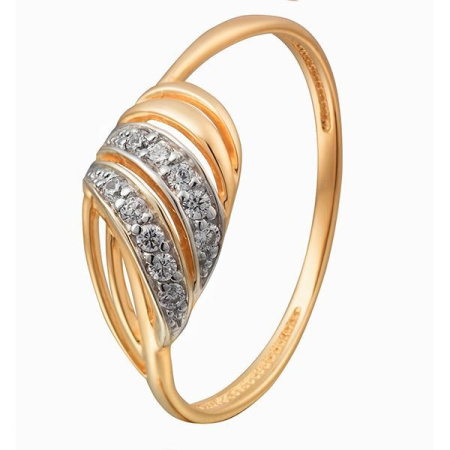 Кольцо из красного золота с фианитами