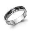 Кольцо из серебра с черными нанокристаллами и фианитом