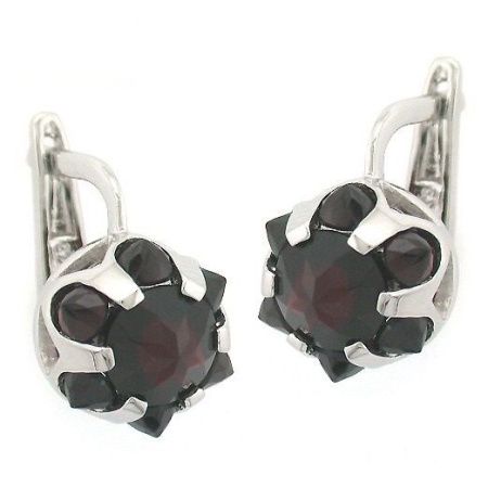Серьги из серебра с натуральным гранатом