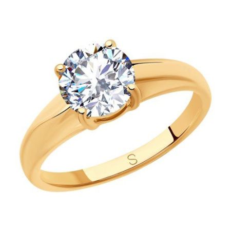 Кольцо из серебра с позолотой и фианитом