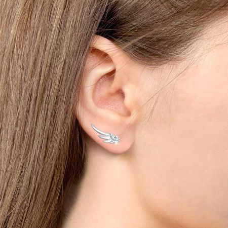 Серьги каффы из серебра с фианитами