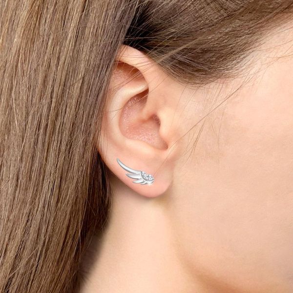 Серьги каффы из серебра с фианитами