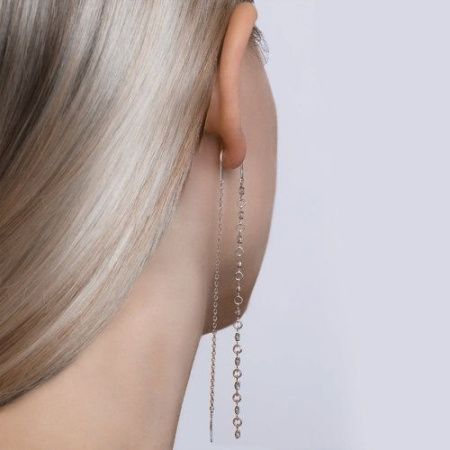 Серьги-цепочки из серебра с открытыми фианитами (SOKOLOV)