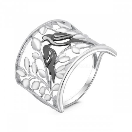 Кольцо из серебра без камней "Птицы"