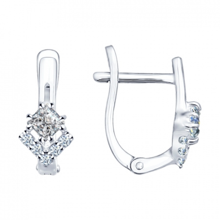 Серьги из серебра с фианитами (SOKOLOV)