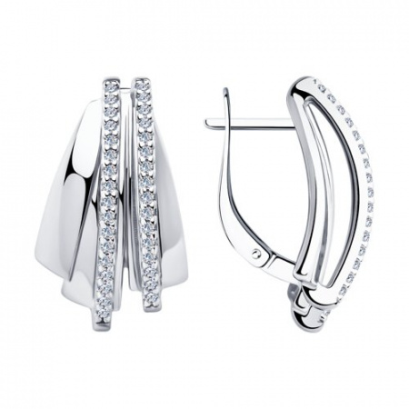 Серьги из серебра с фианитами