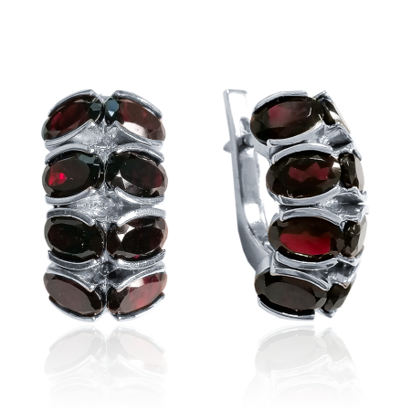 Серьги из серебра с натуральным гранатом