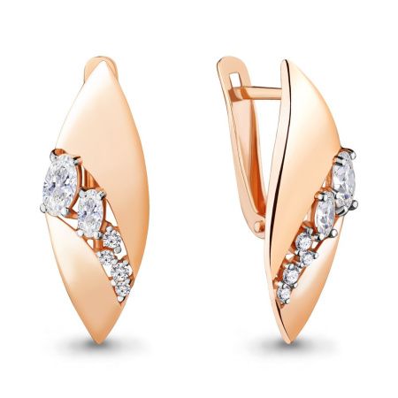 Серьги из позолоченного серебра с фианитами