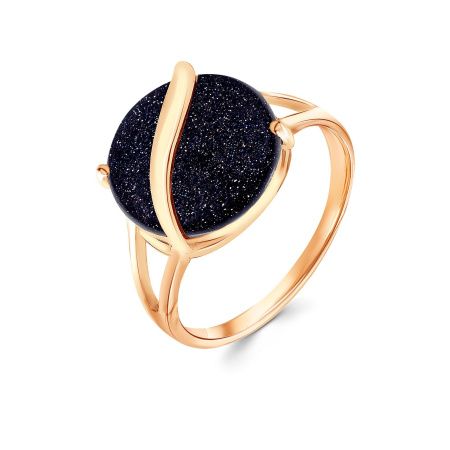 Кольцо из позолоченного серебра с синим авантюрином