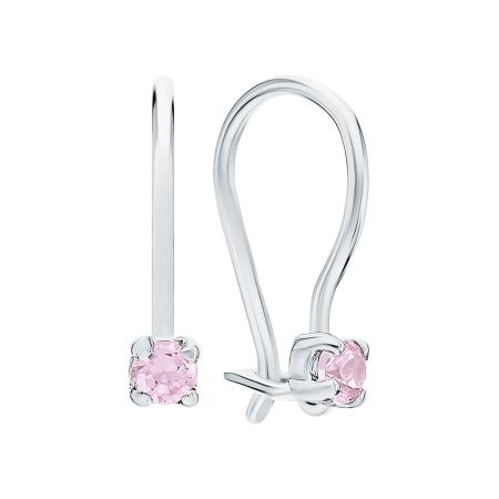 Серьги из серебра с розовыми фианитами