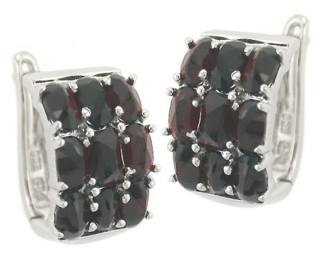 Серьги из серебра с натуральным гранатом