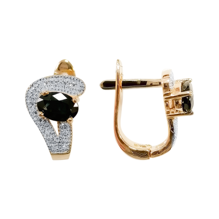 Серьги из красного золота с сапфирами и бриллиантами