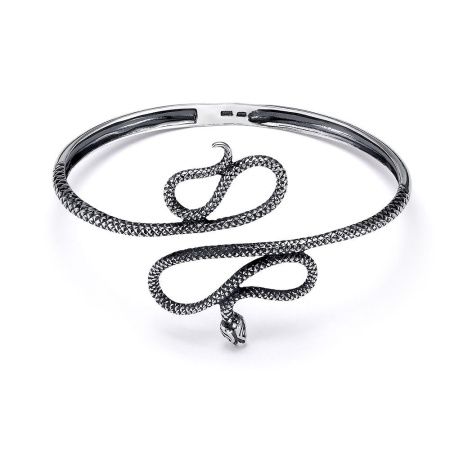 Браслет Змейка из черненого серебра без вставок