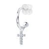 Серьга с подвеской-крестом из серебра с фианитами