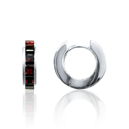 Серьги из серебра с натуральным гранатом (Чехия)