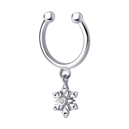 Серьга кафф из серебра с фианитом