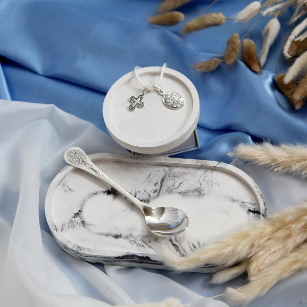 Подарочный набор из серебра 925 пробы "Крестильный"