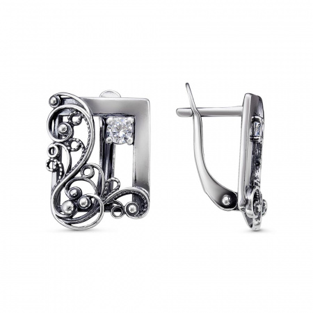 Серьги из серебра с фианитами