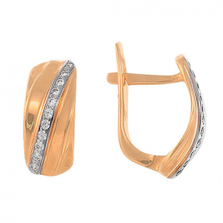 Серьги из красного золота с фианитами