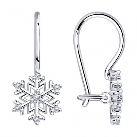 Серьги Снежинка из серебра