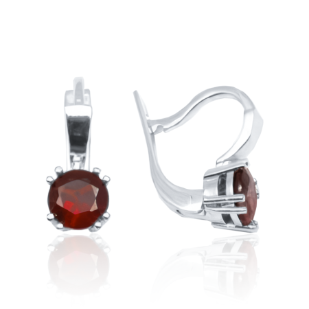 Серьги из серебра с натуральным гранатом