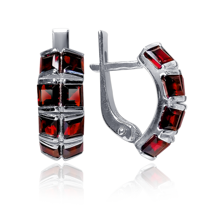 Серьги из серебра с натуральным гранатом