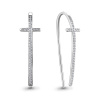 Серьги крестики из серебра с фианитами