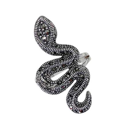 Кольцо из черненого серебра с марказитами и фианитами