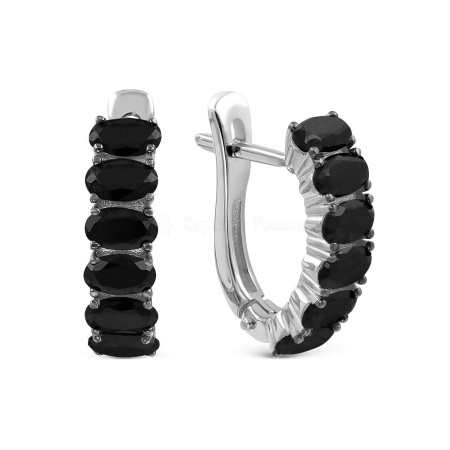 Серебряные серьги с овальными чёрными фианитами