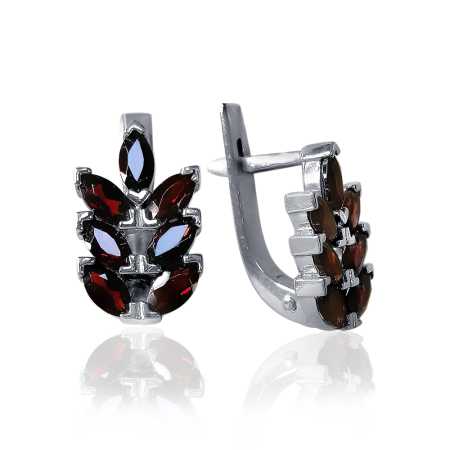 Серьги из серебра с натуральным гранатом