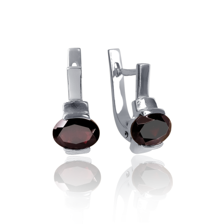 Серьги из серебра с натуральным гранатом