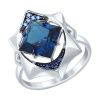 Кольцо из серебра с синим ситаллом и фианитами (SOKOLOV)