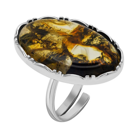 Кольцо из серебра с натуральным янтарем