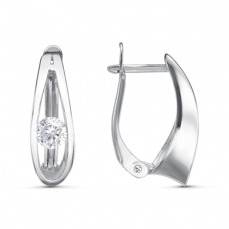 Серьги из серебра с фианитом