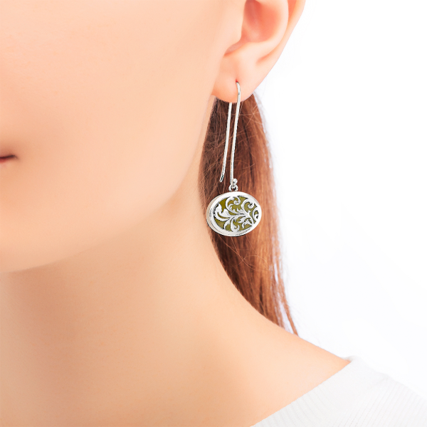 Серьги из серебра с кварцем волосатиком