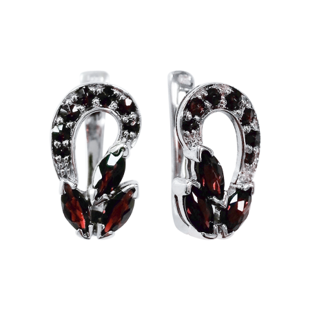 Серьги из серебра с натуральным гранатом