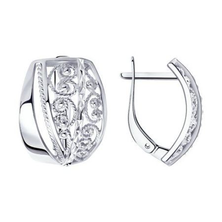 Серьги из серебра (SOKOLOV) без вставок со сканью (филигранью)